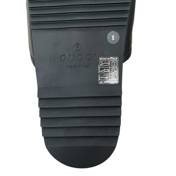 Authentic GUCCI Jumbo Logo Leather Slide Sandals Black Men's Size 8 | US 8.5 NWT - Picture 14 of 14